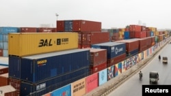 Container terminals at Karachi Port -- as security concerns grow following US strikes around Iran's Chabahar, Pakistan's ports are increasingly seen as potential maritime gateways for Central Asian trade, says Hudson Institute senior fellow Ken Moriyasu. (file photo)