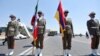 Iran - An Iranian honor guard displays Iranian and Armenian national flags at an official ceremony in Tehran, 7 August 2017.