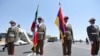 Iran - An Iranian honor guard displays Iranian and Armenian national flags at an official ceremony in Tehran, 7 August 2017.