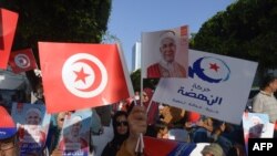 طرفداران نامزد اسلامگرا میانه رو النهضه در انتخابات ریاست جمهوری تونس
