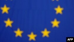 France -- Polish President of the European Parliament, Jerzy Buzek looks on, with the European flag in the background, during the Sakharov prize award ceremony at the European Parliament in Strasbourg, 14Dec2011