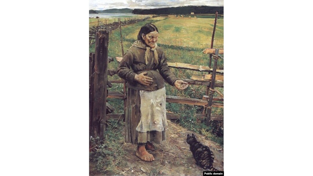 Akseli Gallen-Kalella, «Staraja žančyna z katom» (1885)