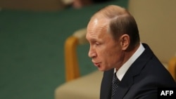 U.S. -- Russian President Vladimir Putin addresses the United Nations General Assembly at UN headquarters in New York, September 28, 2015