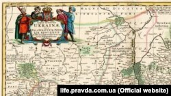 Фрагмент мапи України Гійома Левассера де Боплана 1680 року (на основі генеральної карти 1648 року)