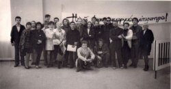 Падчас адзначэньня першых угодкаў ТВЛ. Полацак, галерэя «Рыса», 1994