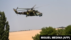 A Ukrainian Mi-24 attack helicopter