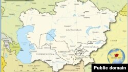 Карта стран Центральной Азии. Иллюстрация. 