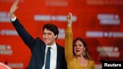 Премьер-министр Канады Джастин Трюдо с женой, 22 октября 2019