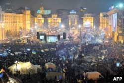 "Еуромайдан". Украина, Киев, Тәуелсіздік алаңы, 17 желтоқсан 2013 жыл.