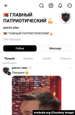Скрыншот профілю, які пакідае "патрыятычныя" камэнтары