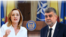 Președinta USR, Elena Lasconi, și premierul Marcel Ciolacu, președinte PSD (colaj).