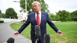 US President Donald Trump tells reporters on May 8 that he expects a letter with Iran's response to the latest US peace proposal in the the coming hours.