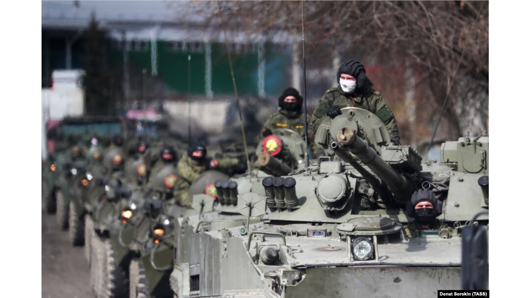 Masked Russian Troops Prepare For Victory Day Parade