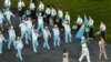 Казахстанские спортсмены участвуют в параде в честь открытия Олимпиады. Лондон, 27 июля 2012 года.