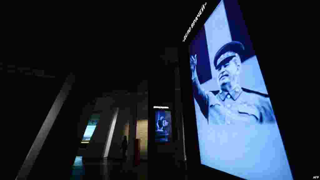 A photo of Soviet dictator Josef Stalin appears in one exhibit.