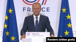 Donald Tusk, președintele Consiliului European, Biarritz, 24 august 2019