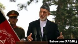 Afghan President Hamid Karzai addresses a press conference in Kabul on August 24.