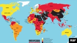 Nikada nije bilo toliko mnogo zemalja koje su crne boje na karti slobode tiska, navode Reporteri.