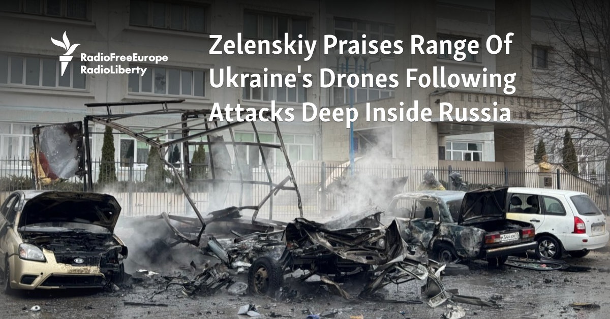 Zelenskiy Praises Range Of Ukraine's Drones Following Attacks Deep Inside  Russia