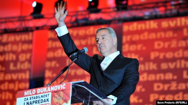 Milo Gjukanoviq gjatë një tubimi elektoral