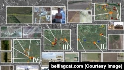 Набір знімків з космосу, ілюстрація Bellingcat до свого розслідування