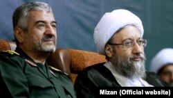 Head of Judiciary Sadegh Larijani (R), with Major general Mohammad Ali Jafari of IRGC during a meeting with revolutionary guards commanders, in, 2016.