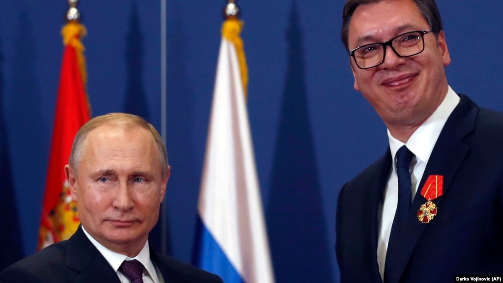Președintele Vladimir Putin cu omologul său sârb Aleksandar Vučić, la Belgrad, 17 ianuarie 2019