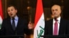 وزير الخارجية العراقي بالوكالة حسين الشهرستاني ووزير الخارجية اللبناني جبران باسيل في مؤتمر صحفي ببغداد