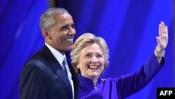 Барак Обама и Хиллари Клинтон на съезде Демократической партии