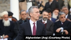 Jens Stoltenberg ținând un discurs la Kabul, 29 februarie 2020