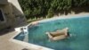 An armchair and furniture float in the swimming pool of the U.S. consulate in Benghazi following an attack on the building in September 11 in which the US ambassador to Libya and three other US nationals were killed. 