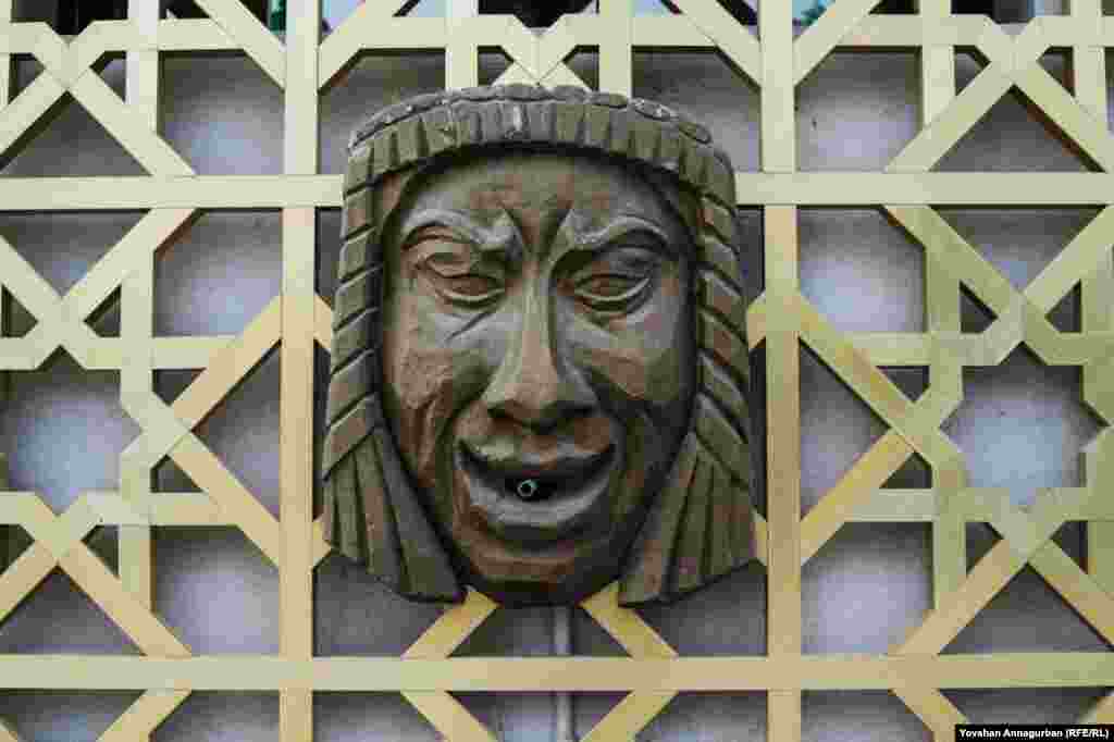 A likeness of the Turkmen classical poet Mollanepes, whose name graces the country's oldest theater. In 1995, the theater was the site of an antigovernment demonstration. Protesters gathered in front of the theater, only to be quickly surrounded by heavily armed riot police.