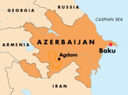 محدوده قره‌باغ کوهستانی بر نقشه مشخص شده است. در دو طرف نقشه آذربایجان و ارمنستان قرار دارند