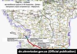 Схема дорог из архива Службы автомобильных дорог в Донецкой области
