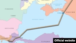 Мапа планованого «Турецького потоку» у версії російського «Газпрому», який позначив Крим як нібито «територію Росії»