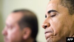 Turkey Prime Minister Tayyip Erdogan (left) with U.S. President Barack Obama in Washington in December