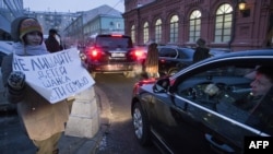 Demonstranti ispred Dume prije usvajanja zakona kojim se američkim državljanima zabranjuje usvajanje ruske djece, 21. decembar 2012.