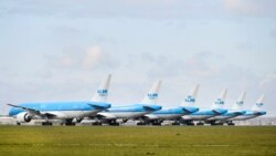Лайнеры KLM на стоянке в аэропорте Скипхол, 2 апреля 2020 года.