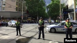 Полицейское оцепление на месте теракта в Мельбурне, 9 ноября 2018 года.