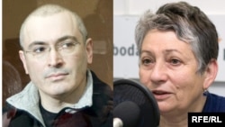 Photomontage of Mikhail Khodorkovsky and writer Lyudmila Ulitskaya