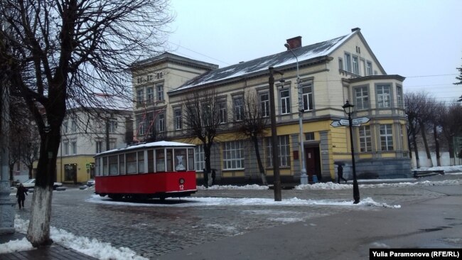 Макет старинного немецкого трамвая в Советске