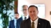 US Secretary of State Mike Pompeo and US special representative on Iran Brian Hook (background) arrive to al-Bateen Air Base in Abu Dhabi on September 19, 2019.