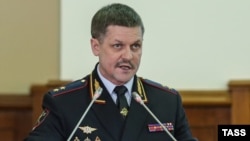 Then-Moscow police chief Anatoly Yakunin speaks at a meeting in Moscow in January 2016.