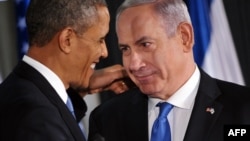 U.S. President Barack Obama (left) and Israeli Prime Minister Benjamin Netanyahu at a joint press conference following talks in Jerusalem on March 20.