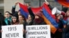 Франция - Армяне проводят акцию протеста перед зданием Европейского суда по правам человека во время слушаний по делу «Перинчек против Швейцарии», Страсбург, 28 января 2015 г․