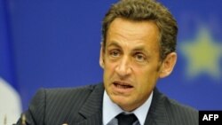 Nicolas Sarkozy na konferenciji za novinare nakon samita lidera EU o krizi u Gruziji. 