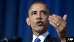 Президент США Барак Обама во время выступления, посвященного политике США в области борьбы с терроризмом. Вашингтон, 23 мая 2013 года.