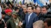 Михаил Саакашвили со своими сторонниками у стен Верховной Рады в Киеве 