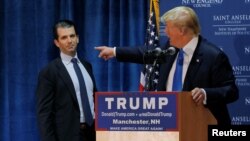 Президент США Дональд Трамп (справа) и его сын Дональд Трамп – младший.