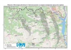 Мапа пожеж у Житомирській області та зоні відчуження ЧАЕС. 20 квітня 2020 року